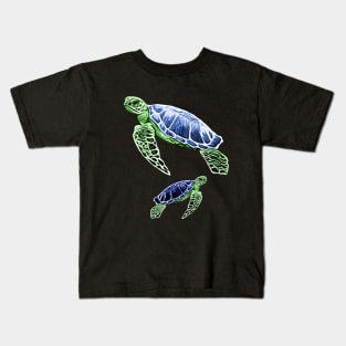 Blue Green Sea Turtles Kids T-Shirt